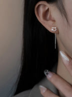 VENTFILLE 925 Sterling Silver Drop Earring For Women Zircon Crystal Hollow Out Cat Personality Jewelry Gift Dropshipping