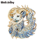PENDRA Porcelaine Blue-White Goat Brooch