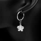 Stainless Steel Y2K Plum Blossom Hoop Earrings for Women Silver Color Aesthetics Flower Hip Hop Earring Jewelry EZZZ796-3S06