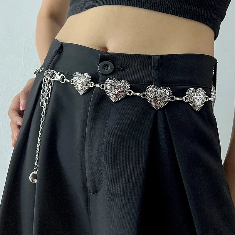 Silver Retro Waist Chain Accessory Metal Chain Belt Women's New Summer Versatile Match Skirts Pants Thin Leather Belt Trendy