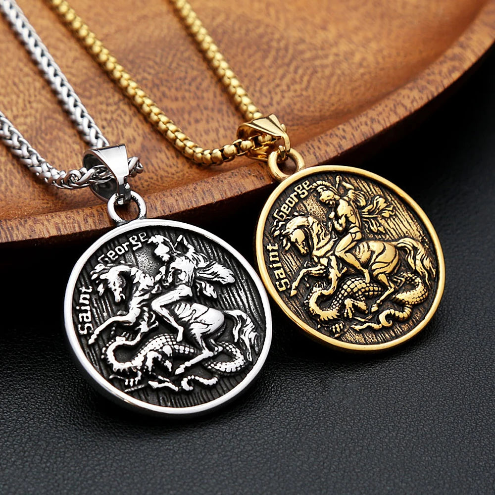 PENDRA Dragonslayer Saint George Pendant Necklace