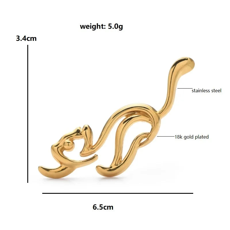 Wuli&baby Stainless Steel Playing Cat Women Brooch Pin Fashion Jewelry Accessory Animal Badge