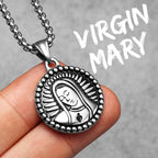 Virgin Mary Guadalupe Angel Cross Stainless Steel Men Necklaces Pendant Chain Amulet For Women Fashion Jewelry Gifts Wholesale