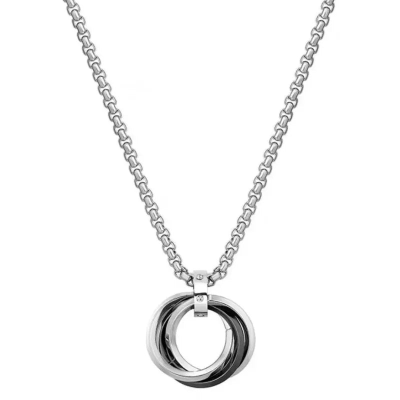 PENDRA Triad Titanium Steel Three-Ring Pendant Necklace