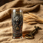 Fenrir Wolf Viking Myth Glass Mug, Norse Symbol Whiskey Cocktail Cup, Barware for Party Beer Water Decor