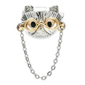 PENDRA Spectacat Chain Metal Cat Brooch
