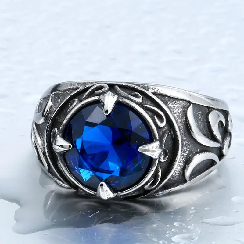 PENDRA Gems Carving Rock Steel Ring