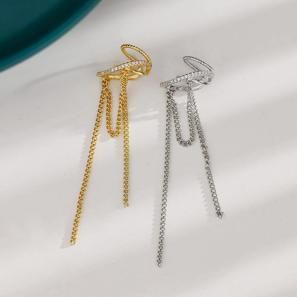 VENTFILLE Silver Gold Color Zircon Multi Layers Ear Clip Earring for Women Girl Party Gift Personality Jewelry Dropshipping