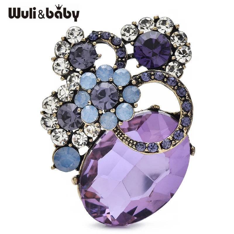 PENDRA Floracircle Round Crystal Flower Brooch