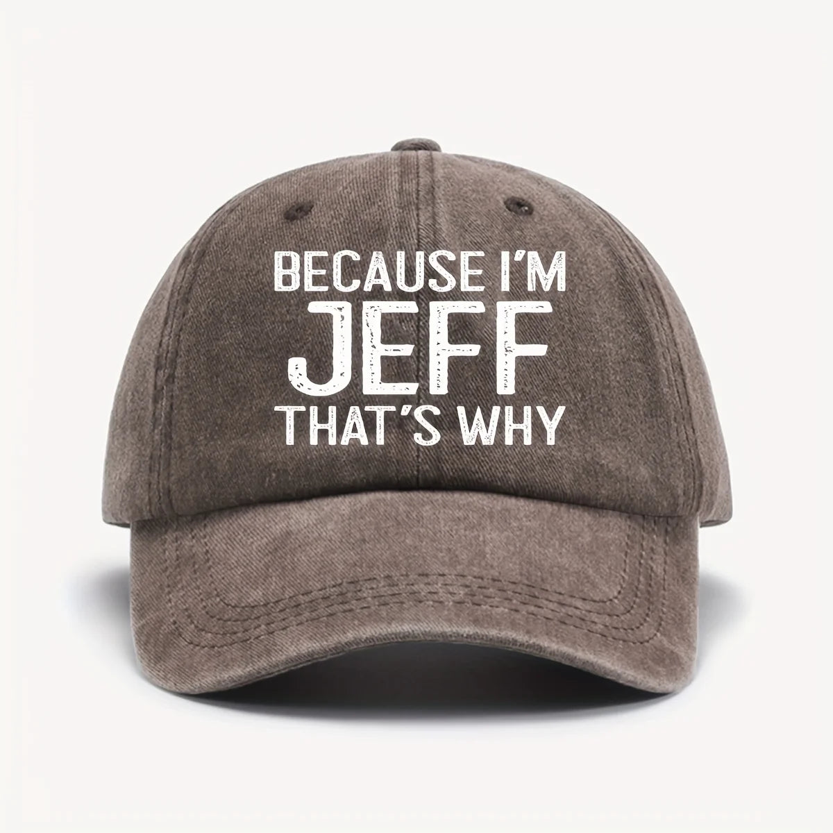 1pc "Because I'M Jeff That'S Why I Am Like This" Vintage Washed Worn Baseball Cap-Unisex Retro Sun Hat, with Adjustable