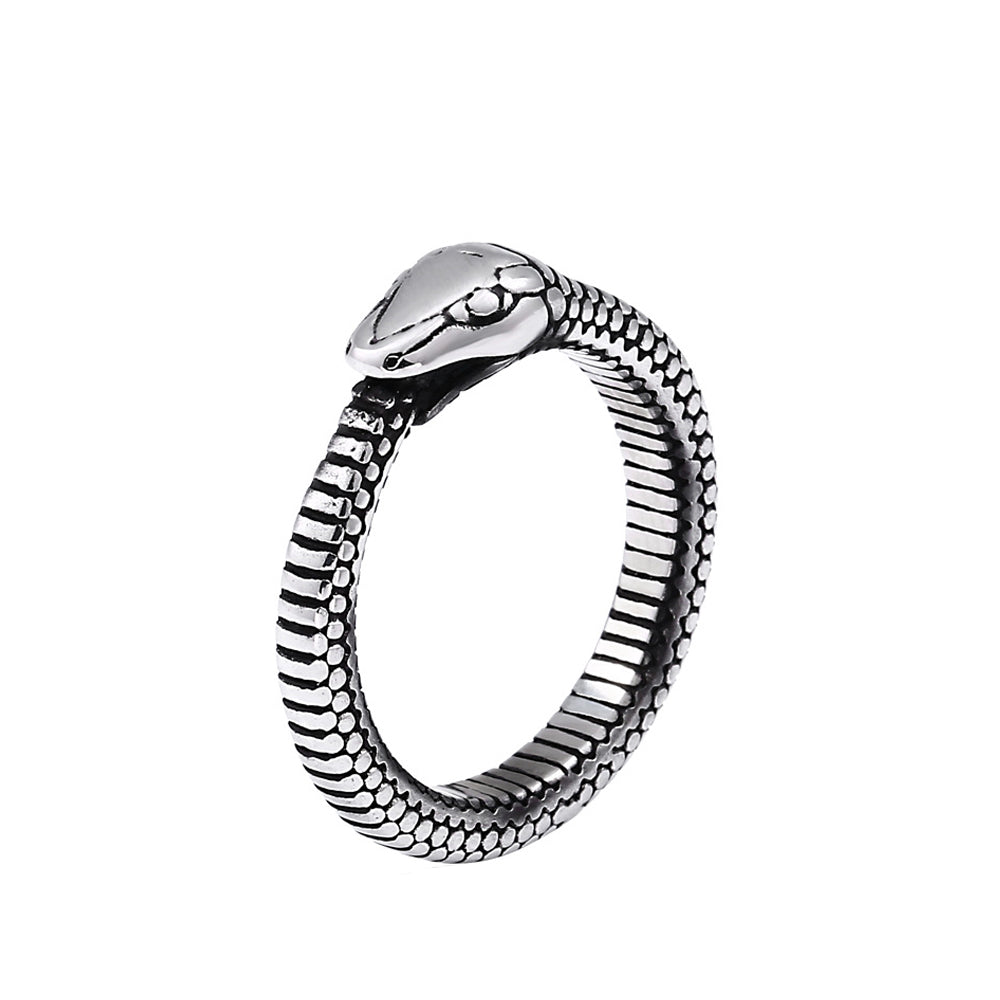 PENDRA Serpentsteel Vintage Viking Snake Ring