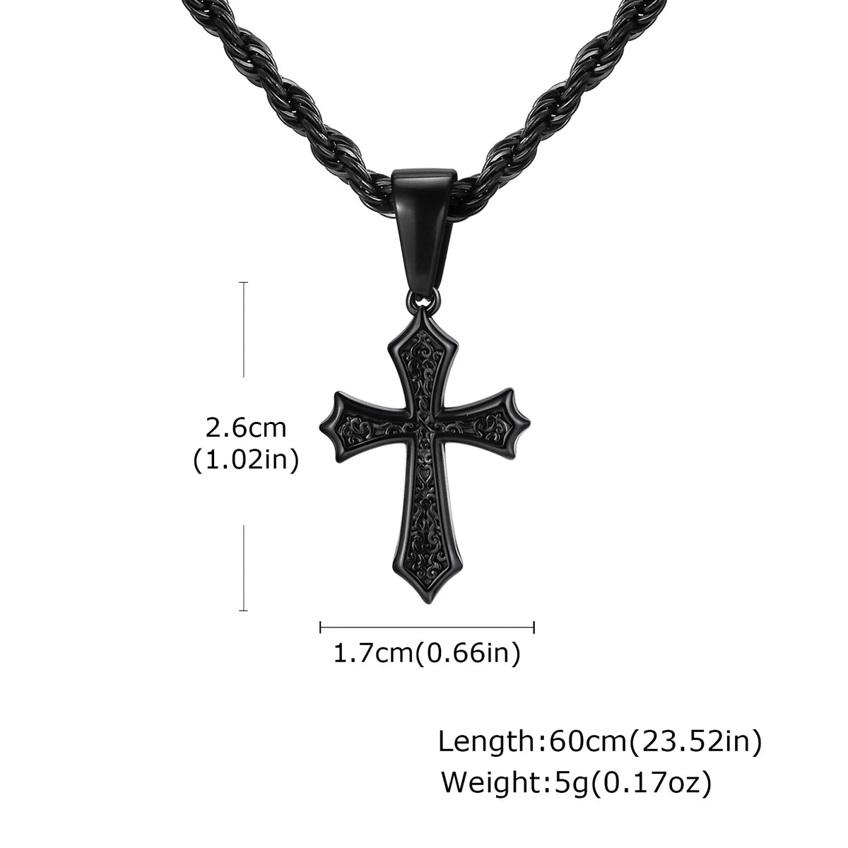 Hip-hop Cross Neckalce for Men Women,50/55/60cm Stainless Steel Cross Charm,Trendy Jewelry Gift for Him Her