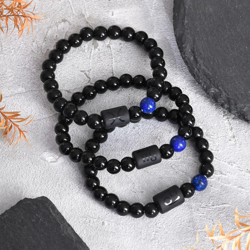 Men's Zodiac Bracelet,Red Agate Black Beaded Bracelets,Casual Birthday Gifts to BBF Son