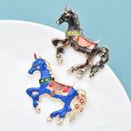 PENDRA Enamel Horse Raising Legs Brooch