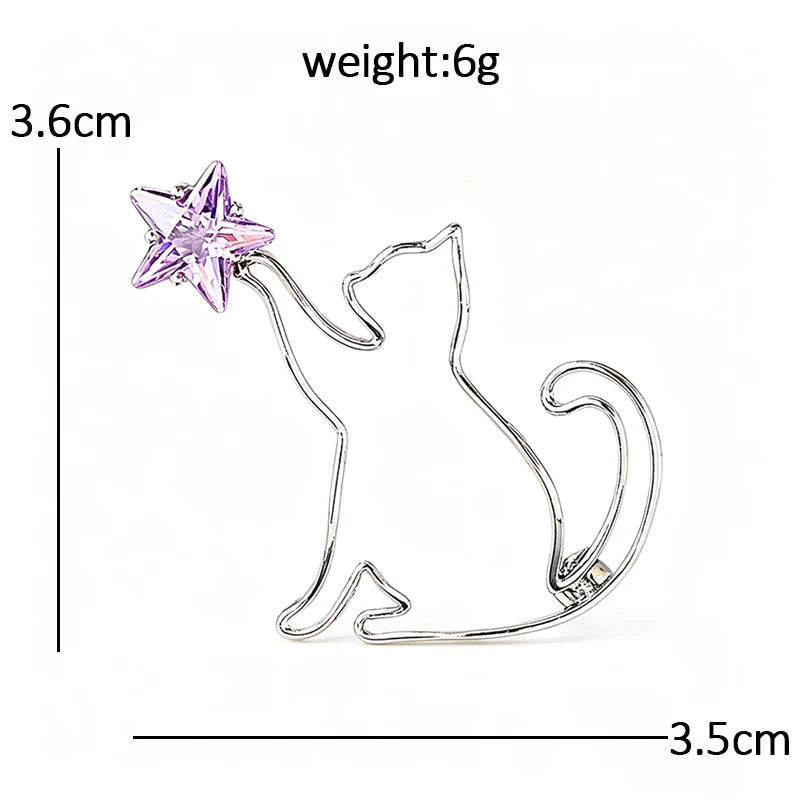 PENDRA Starlit Crystal Cat Brooch