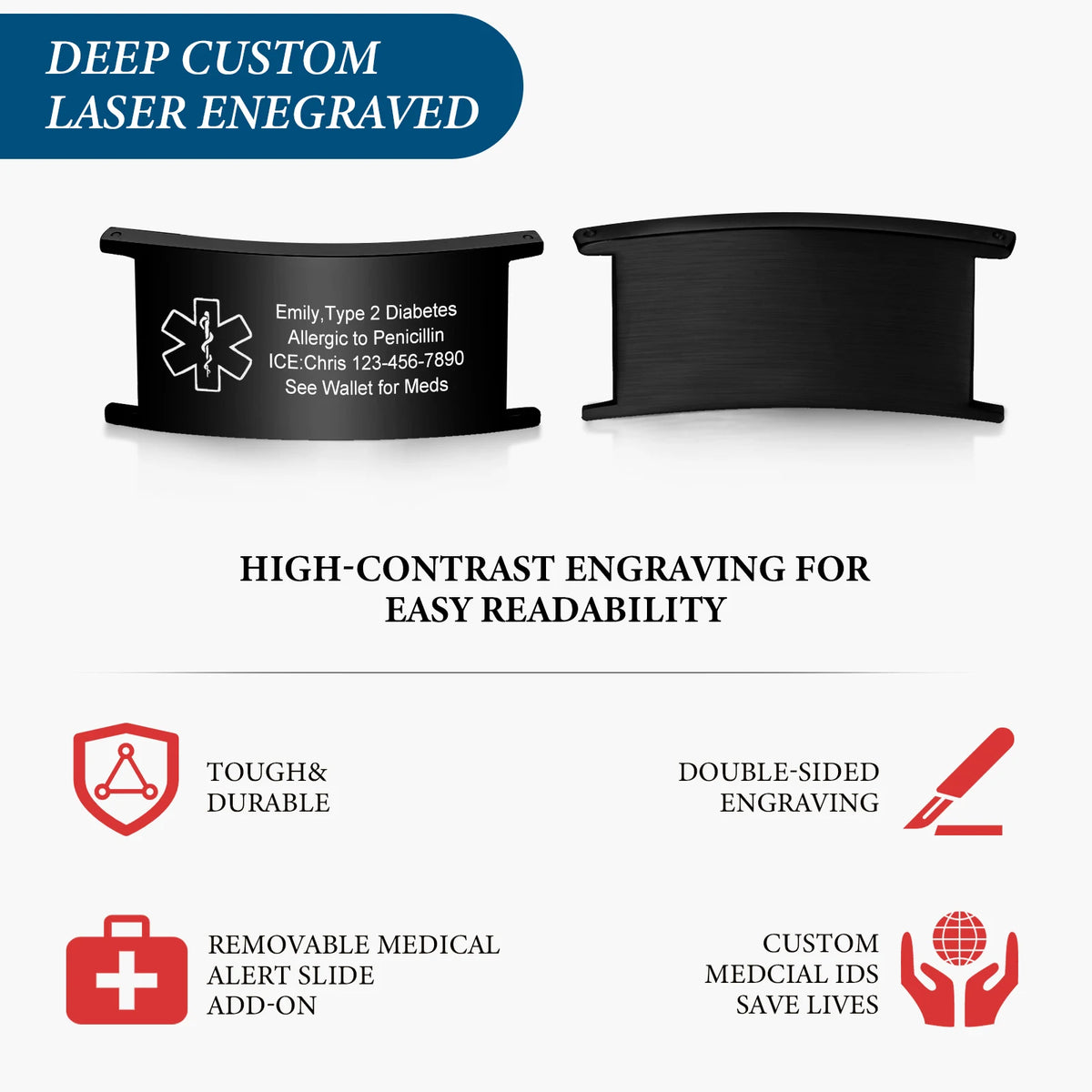 Medical Alert Bracelet for Men Women,Personalized Stainless Steel Elastic Strap Wristband,Gifts for Family Grandparents Patient