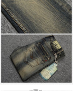 MEN FASHION Korean Style Clothes Brushed Fleece Denim Cargo Vintage Winter Straight Slim Luxury Streetwear 90s Trousers for Men