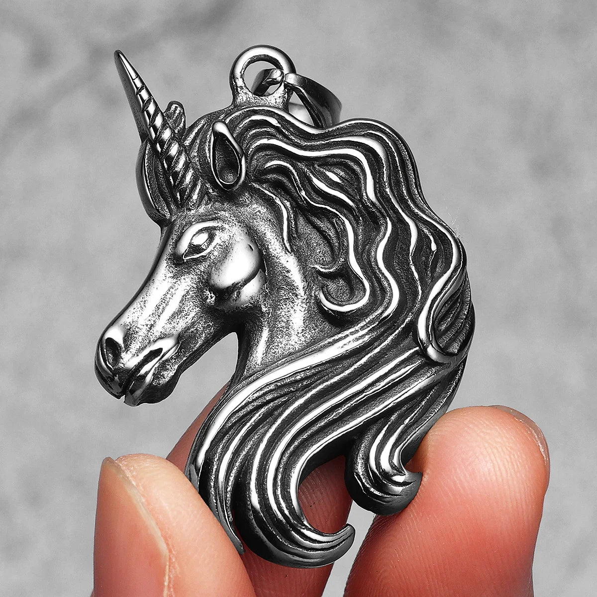 PENDRA Mythical Unicorn Animal Steel Necklace