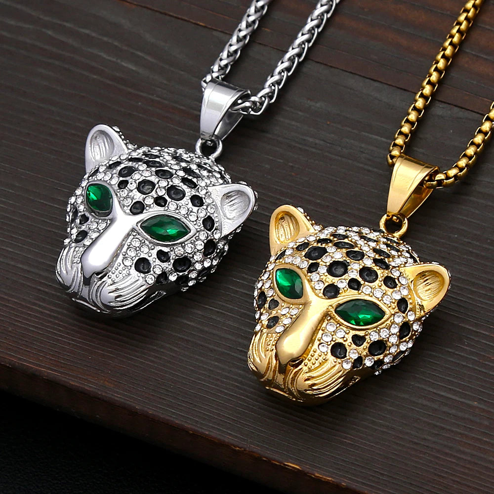 PENDRA Leopardcrest Stainless Steel Leopard Head Pendant