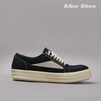 PENDRA Holiday Black Canvas Low-Top Lace-Up Thick-Sole Platform Sneakers