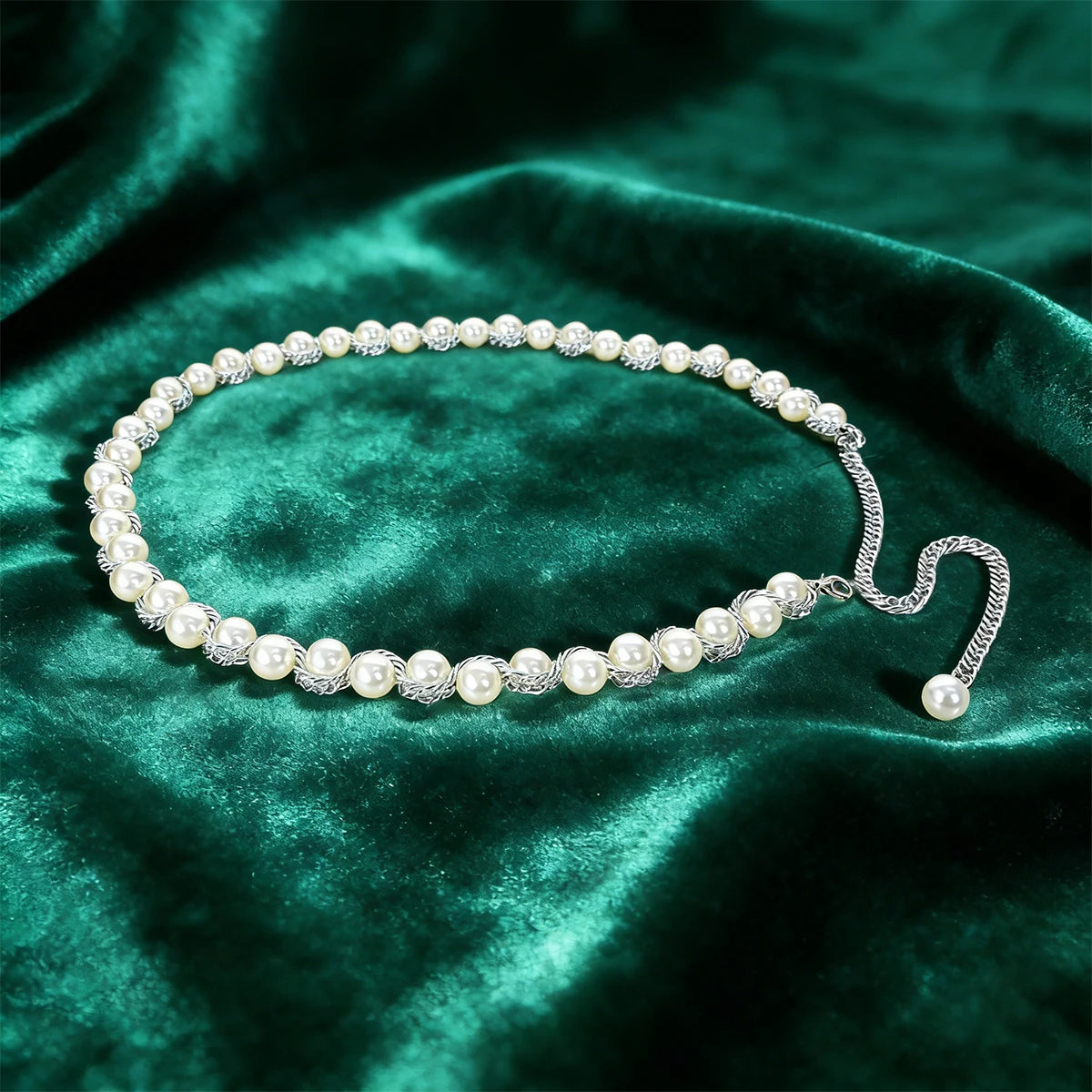 Pearl metal high-end waist chain with a simple and versatile temperament Luxury Designer body chain spicy girl street nightclub
