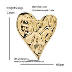 PENDRA Big Stainless Steel Heart Brooch