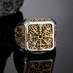 PENDRA Viking Trident Gold Steel Ring