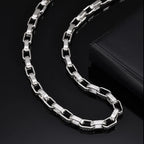 Chunky Embossed Chain Necklaces for Men Boys,Never Fade Stainless Steel Rectangle Chain Collar,Rock Punk Jewelry Gifts