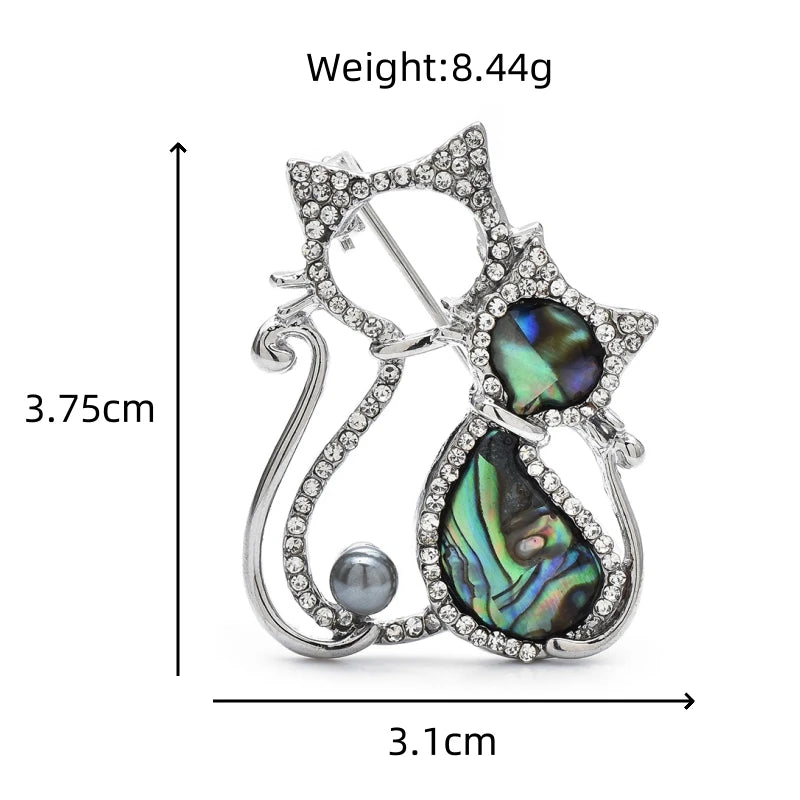 PENDRA Pearl Cat Abalone Shell Brooch