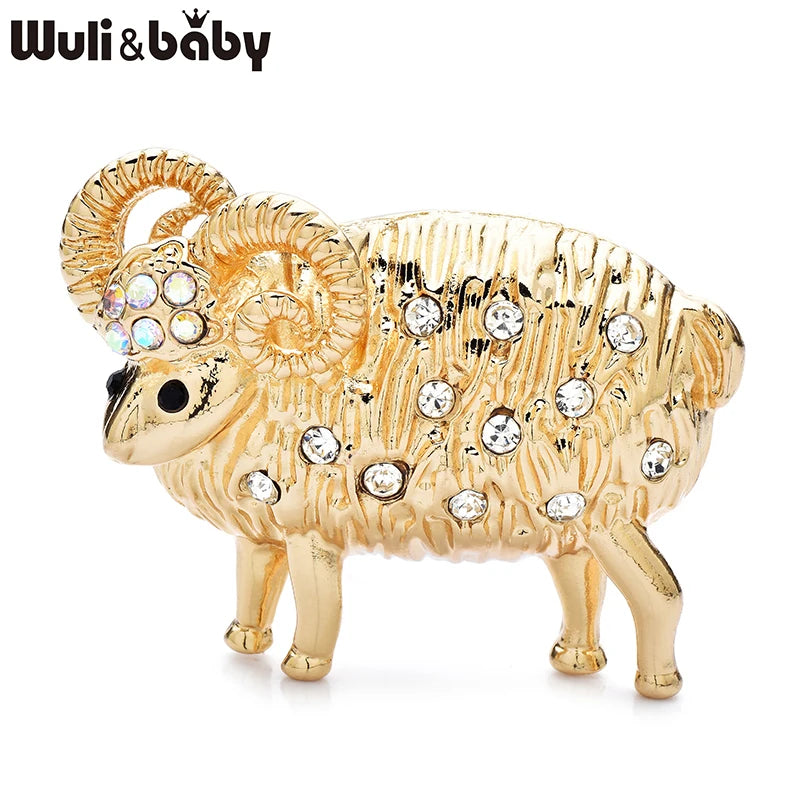 PENDRA Lovely Rhinestone Sheep Brooch