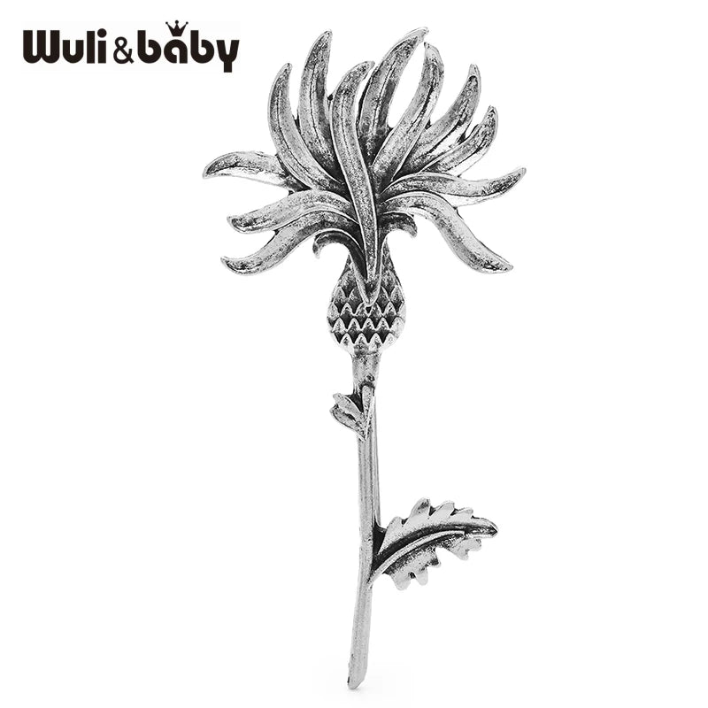 PENDRA Briar Vintage Thistle 2-Color Metal Flower Brooch