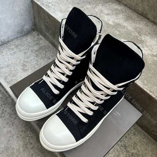 Casual High Top Women Sneaker Designer Men Shoe Black Metal Hole Canvas Zipper Shoe Classic Luxury Platform Trainer Lace Up Shoe