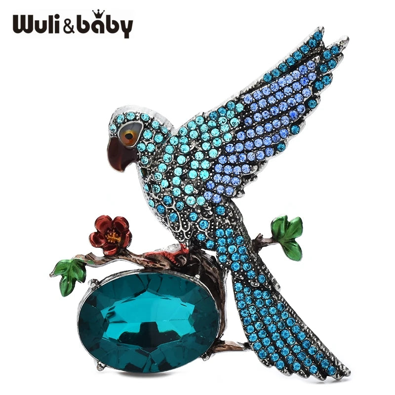 PENDRA Shimmering Crystal Bird Brooch