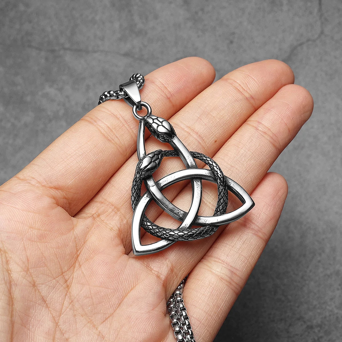 PENDRA Snake Patron Saint Steel Necklace