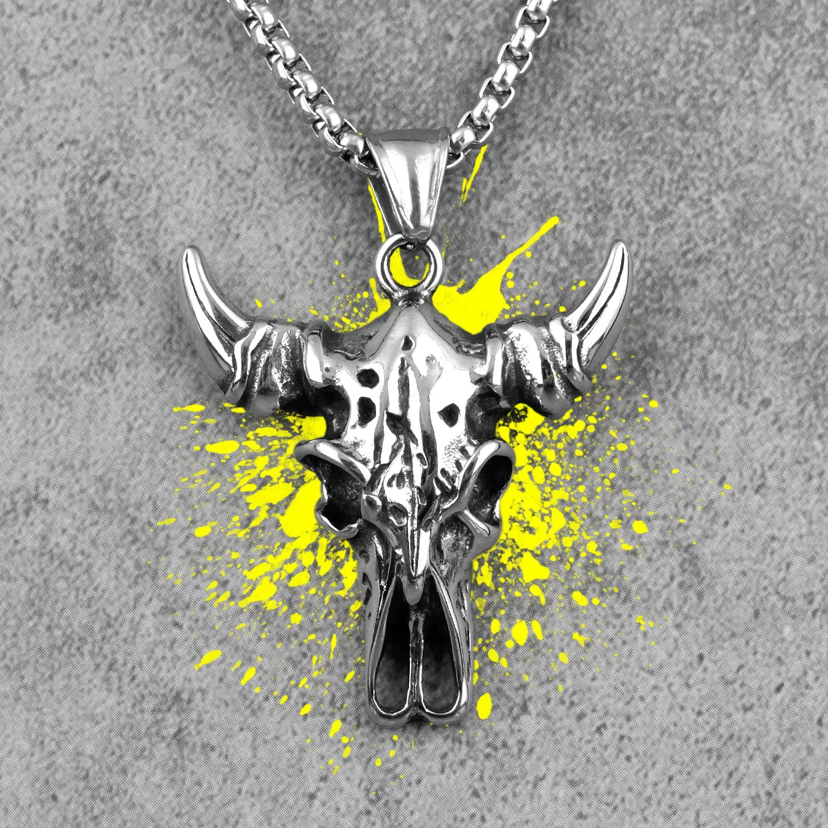 Yak Skull Animal Long Men Necklaces Pendants Chain Punk for Boyfriend Male Stainless Steel Jewelry Creativity Gift Wholesale