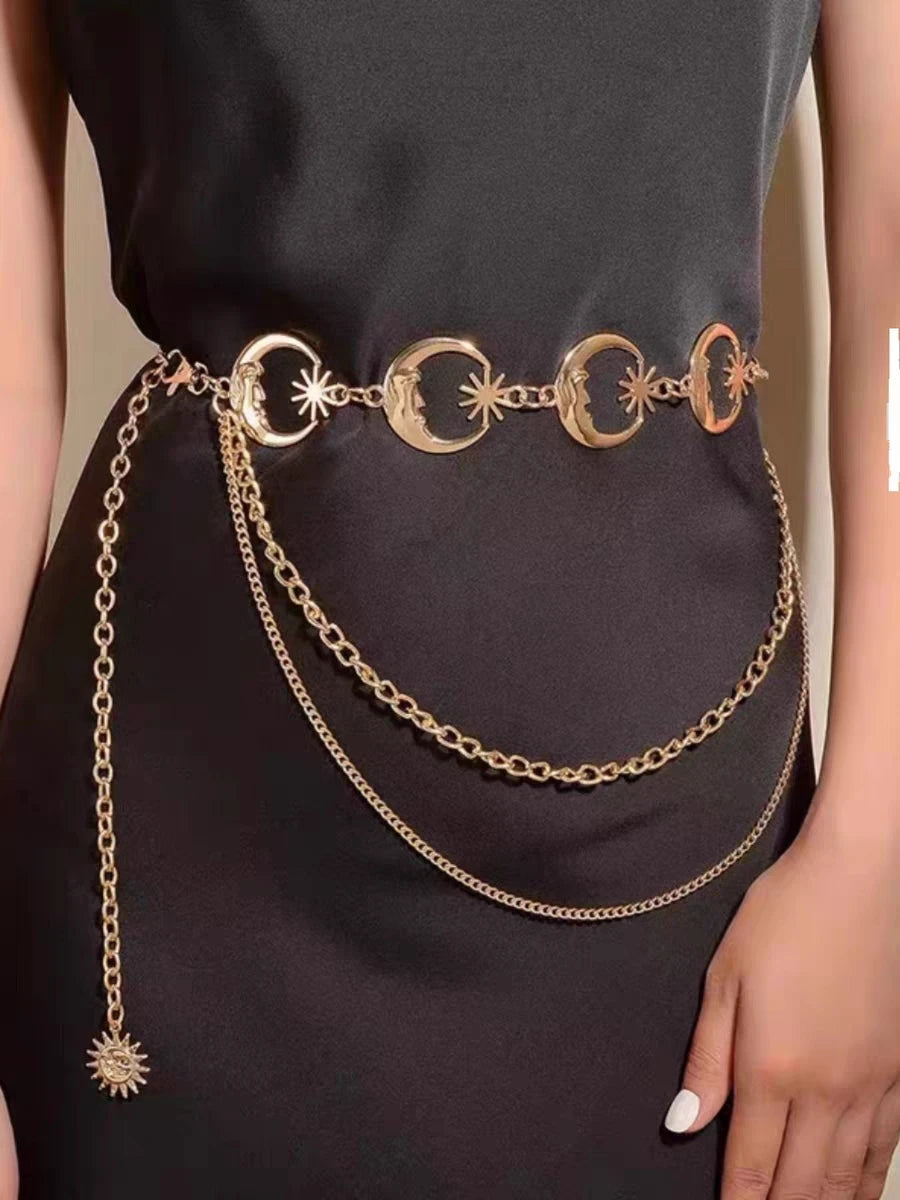 PENDRA Zaraene Metal Gold Tassel Designer Waist Chain Belt