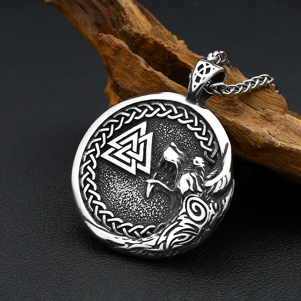 PENDRA Valkwolf Viking Valknut Wolf Pendant Necklace