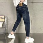 New Harajuku Fashion Trendy Spring Autumn Slim Fit Casual Jeans for Men Vintage Tapered Pencil Pants Stretch Boyfriend Jeans