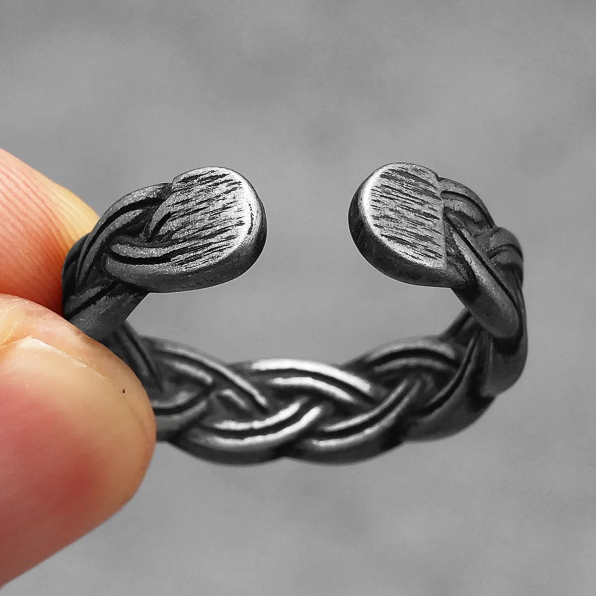 PENDRA Braid Open Rock Steel Ring