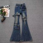 PENDRA Multi Pocket Flare Cargo Jeans