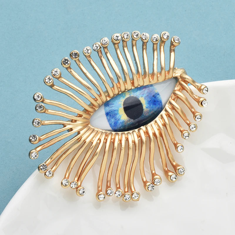 Wuli&baby Big Eye Brooches For Women Unisex Designer Rhinestone Charming Eye-lash And Eyes Banquet Office Brooch Pins Gifts