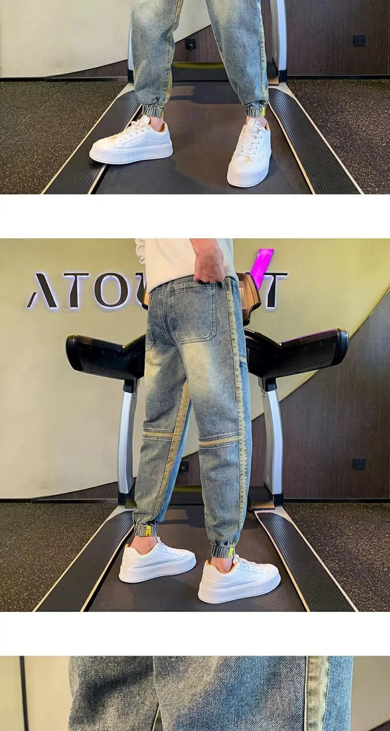 Gradual Change Color 2025 Tied Jeans Men's Summer New Loose Ruffian Handsome Small Feet Pants Trendy Brand Harlan Casual Pants