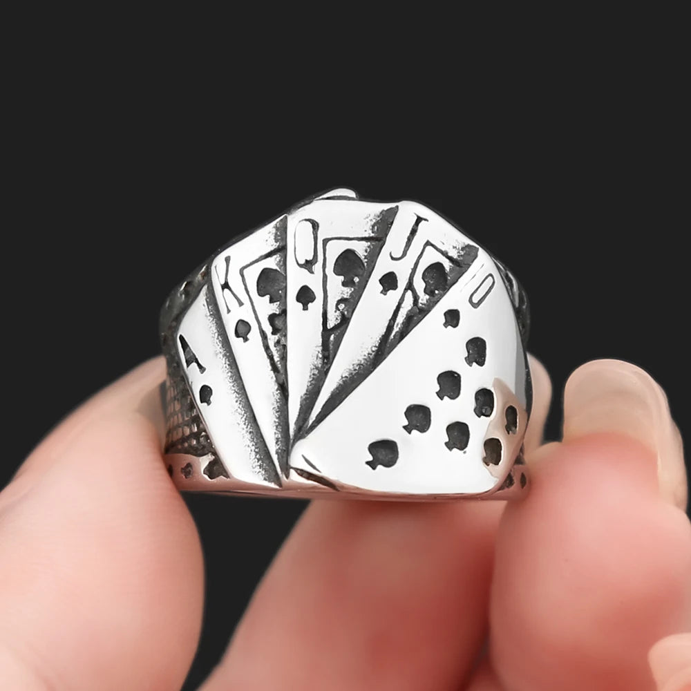 PENDRA Pokerluck Stainless Steel Lucky Poker Ring