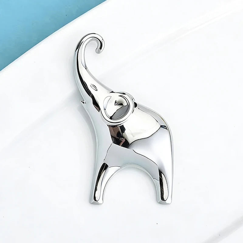 PENDRA Silver Elephant Stainless Steel Animal Brooch