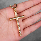 PENDRA Dragon Scale Cross Steel Necklace
