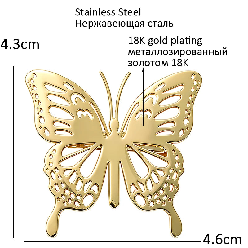 PENDRA Stainless Steel Butterfly Brooch