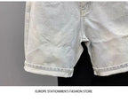 Light Blue Denim Shorts CowBoys Simple Solid Brand Summer New Slim-fit Non-elastic Washed Casual Half Pants Bermuda Shorts