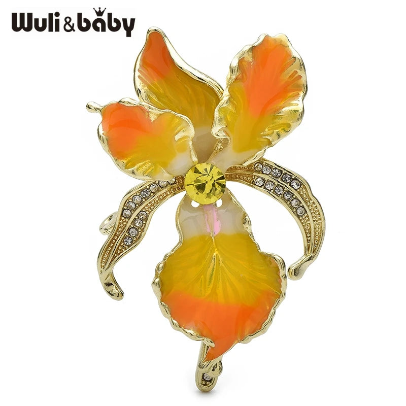 PENDRA Orchid Elegant Enamel Flower Brooch