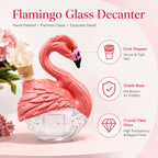 Unique Pink Bird Glass Decanter Embossed Feather Design Whiskey Brandy Bottle for Bar Cabinet Decoration