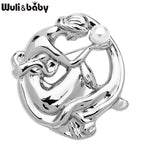 PENDRA Stainless Steel Pearl Lady Brooch